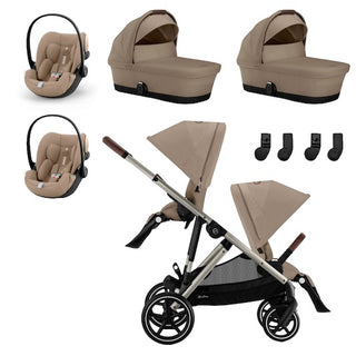 CYBEX GAZELLE S & CLOUD G TWIN TRAVEL SYSTEM (Almond beige)