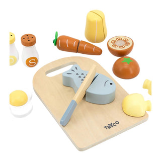 TRYCO WOODEN CHOPPING BOARD WITH FOOD