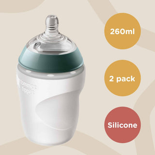 TOMMEE TIPPEE SOFT FEEL SILICONE BOTTLE 260ML 2 PACK